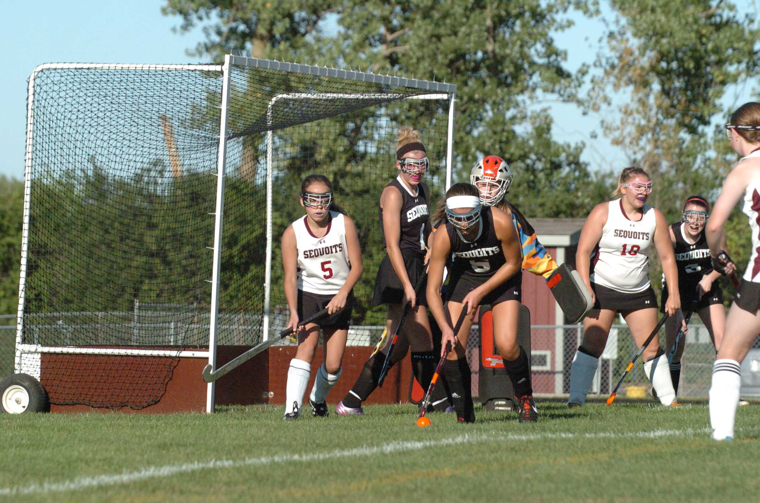 Varsity vs. JV field hockey scrimmage at the Fall Sports Kickoff on Friday, August 23, 2013.