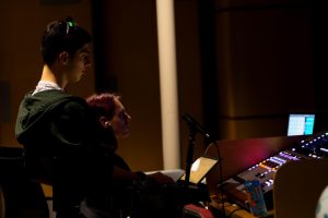 Senior director Connor Lotz during dress rehearsal. 