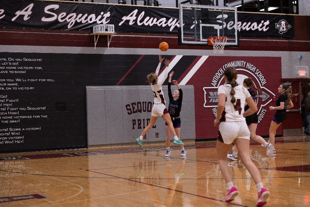 Junior Heidi Rathmann going for a layup