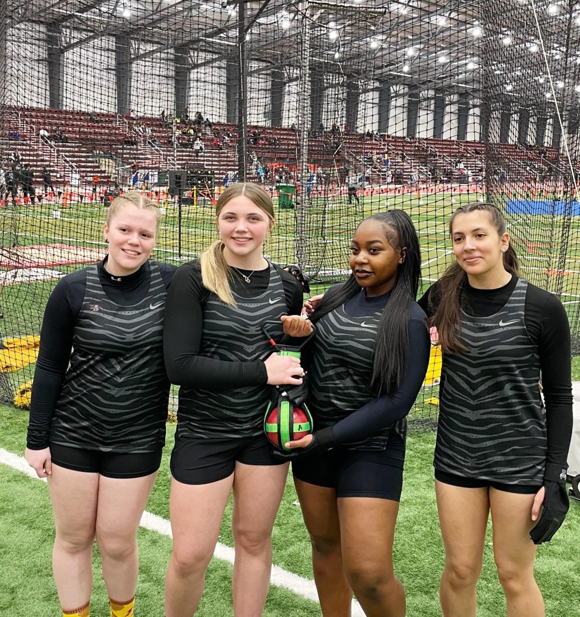 Girls track team members at the opening meet in Ohio 